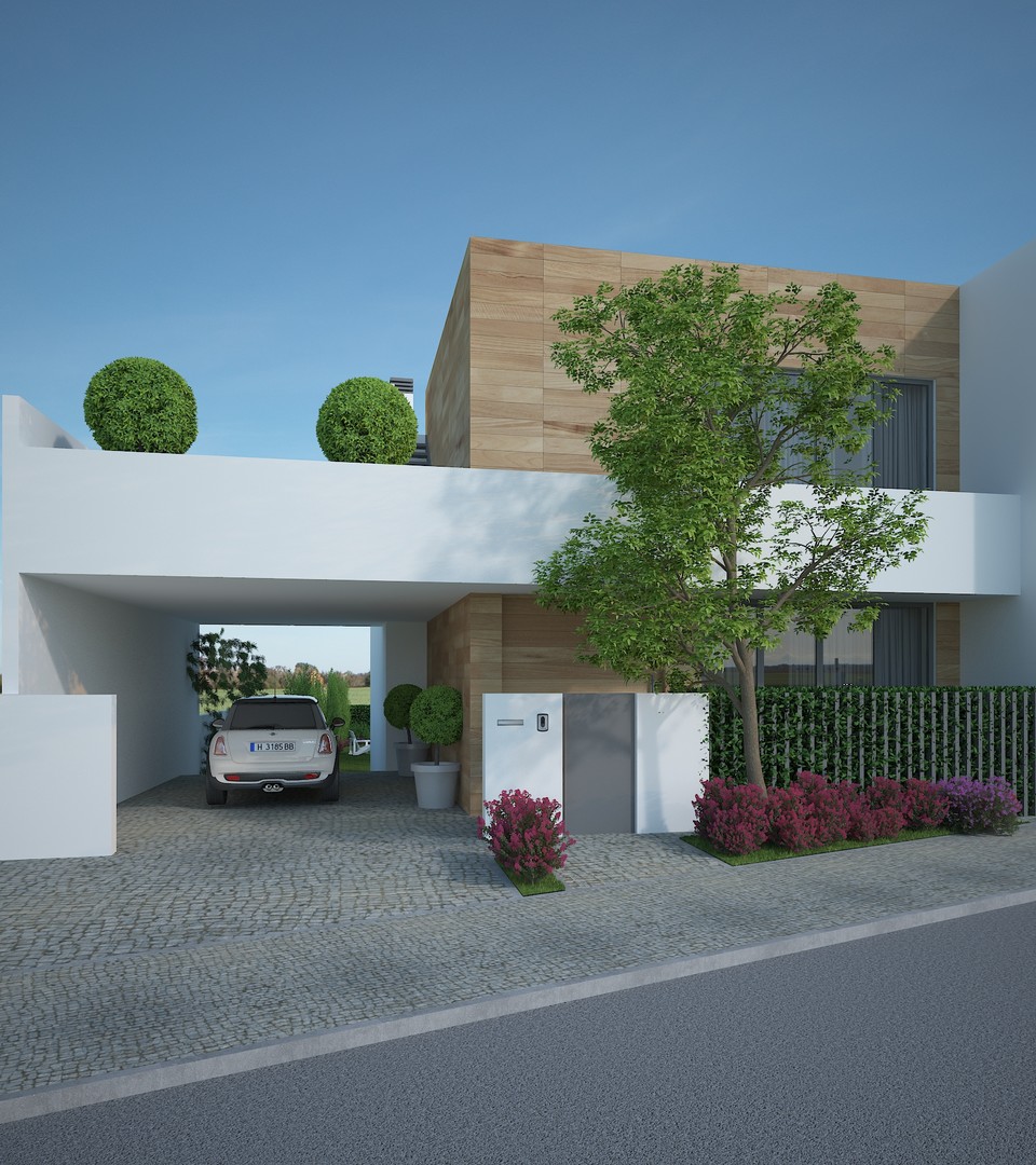 Front view modern two storey villa